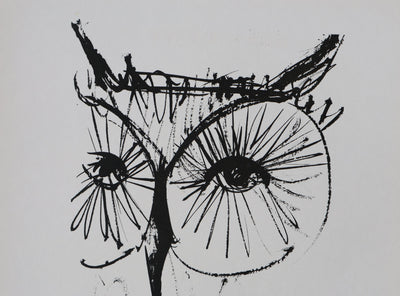Bernard BUFFET: Die Eule, Original signierter Kupferstich