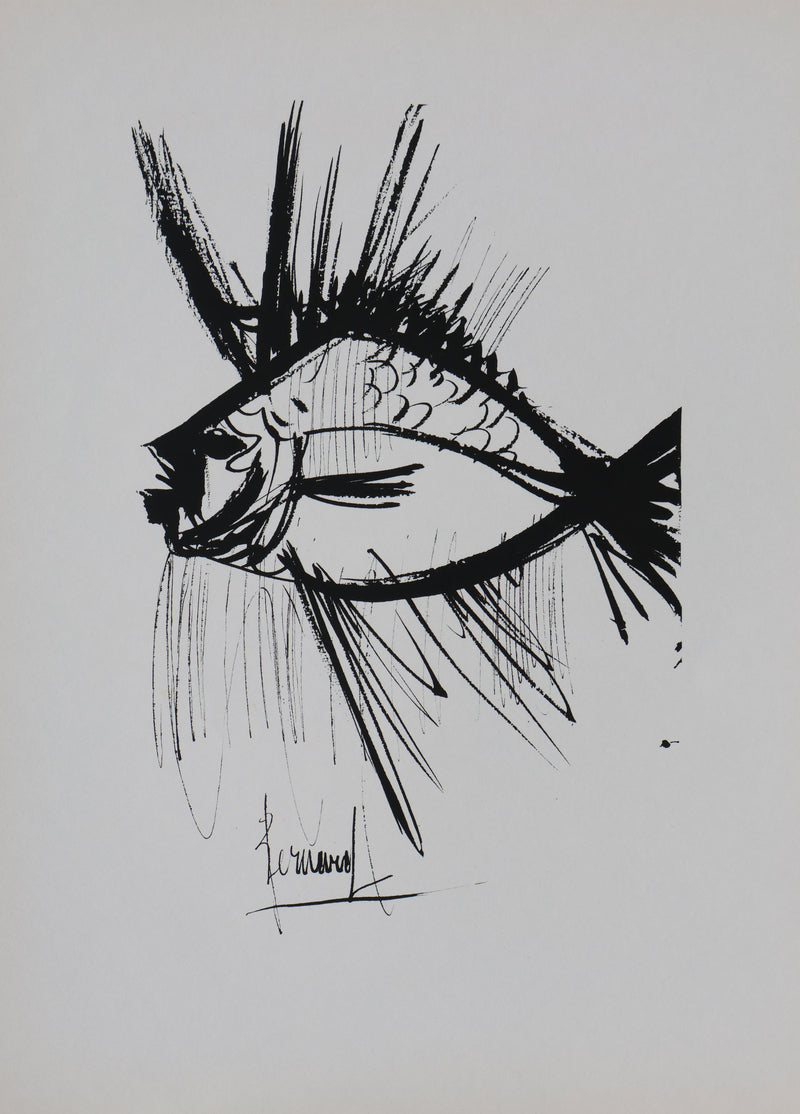 Bernard BUFFET: The fish, Original signed engraving