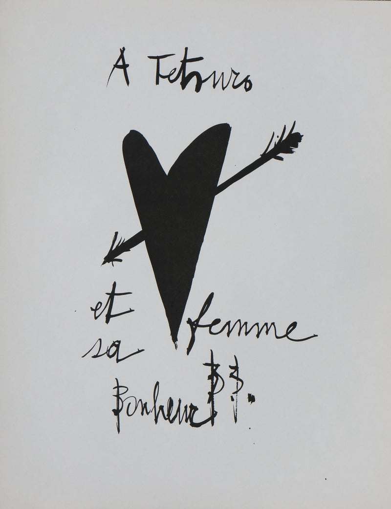 Bernard BUFFET: To Tetsuro and his wife, Original signed engraving