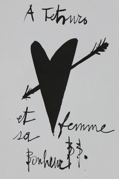 Bernard BUFFET: To Tetsuro and his wife, Original signed engraving