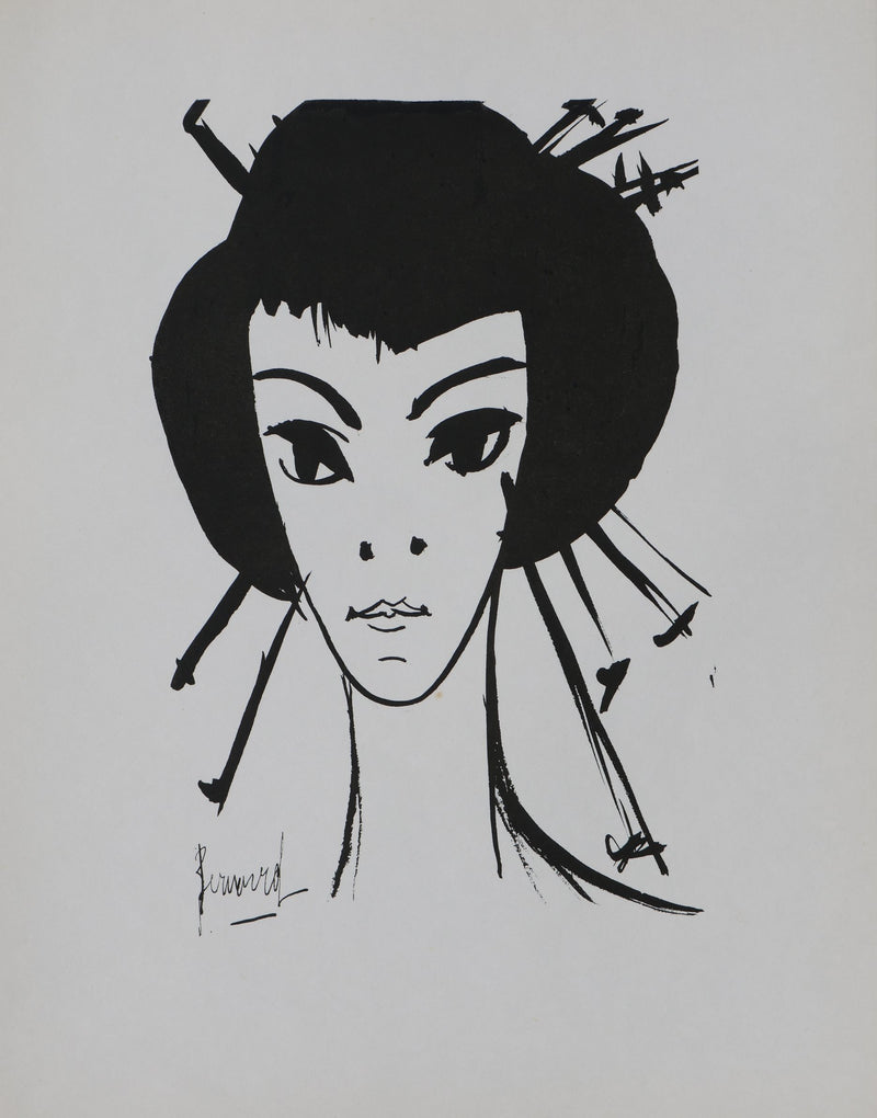 Bernard BUFFET: The Geisha, Original signed engraving