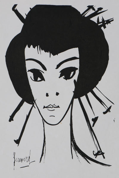 Bernard BUFFET: The Geisha, Original signed engraving