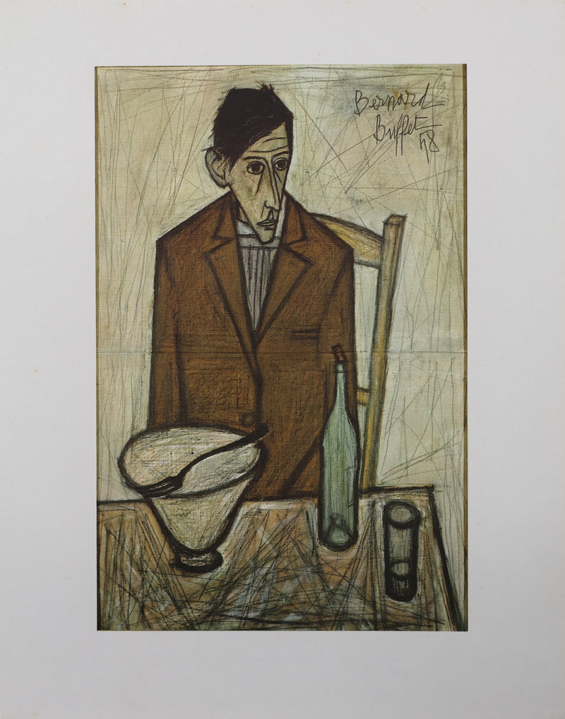 Bernard BUFFET : Le Buveur assis, Héliogravure signée