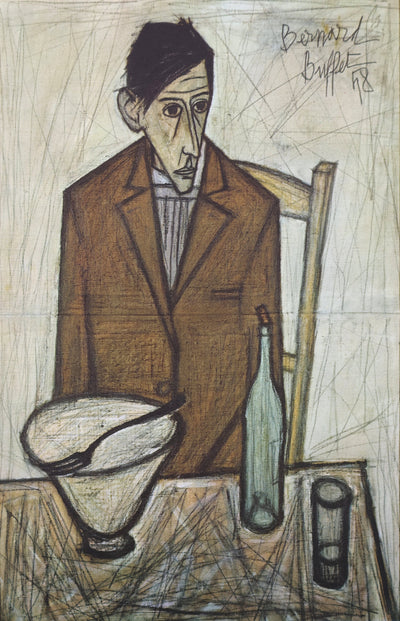 Bernard BUFFET : Le Buveur assis, Héliogravure signée