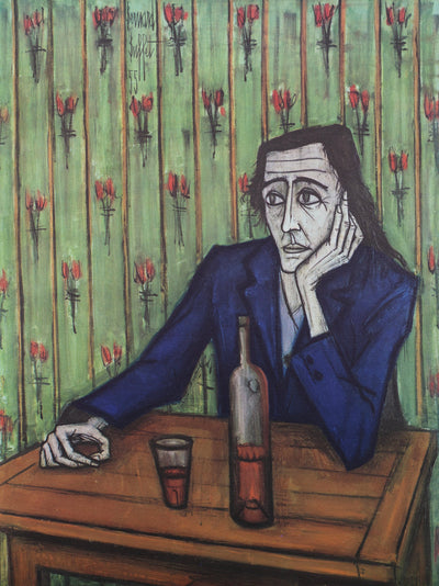 Bernard BUFFET : Femme au verre de vin, Héliogravure signée