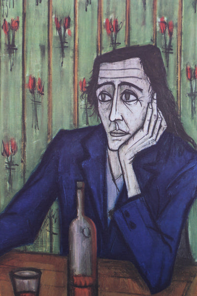 Bernard BUFFET : Femme au verre de vin, Héliogravure signée