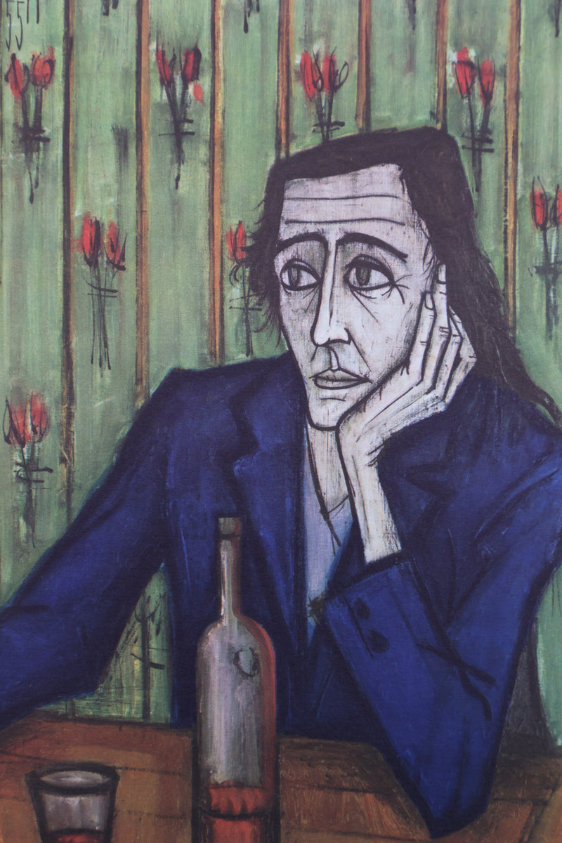 Bernard BUFFET : Femme au verre de vin, Héliogravure signée