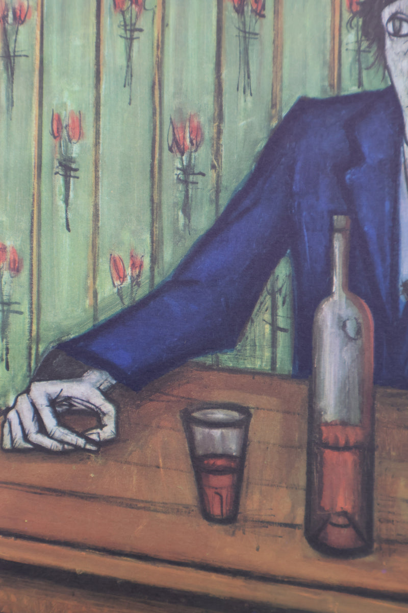 Bernard BUFFET : Femme au verre de vin, Héliogravure signée