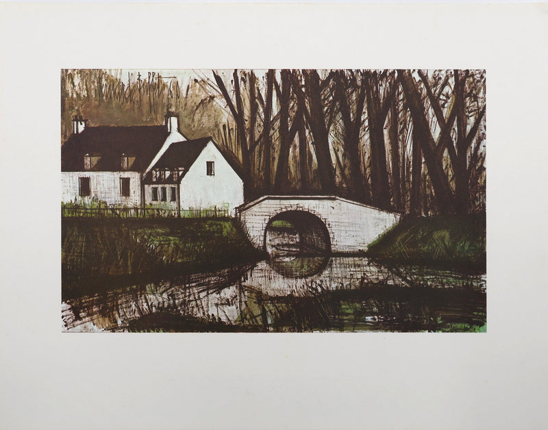 Bernard BUFFET : Pont sur la rivière, Héliogravure signée