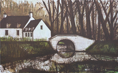 Bernard BUFFET : Pont sur la rivière, Héliogravure signée