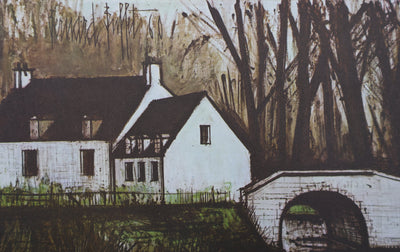 Bernard BUFFET : Pont sur la rivière, Héliogravure signée