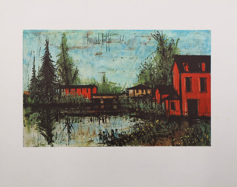 Bernard BUFFET : Pont sur la Sarthe, Héliogravure signée