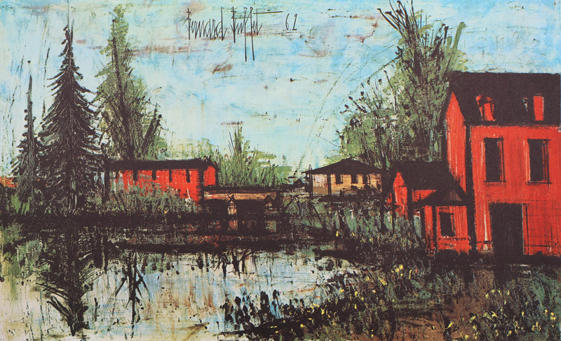 Bernard BUFFET : Pont sur la Sarthe, Héliogravure signée
