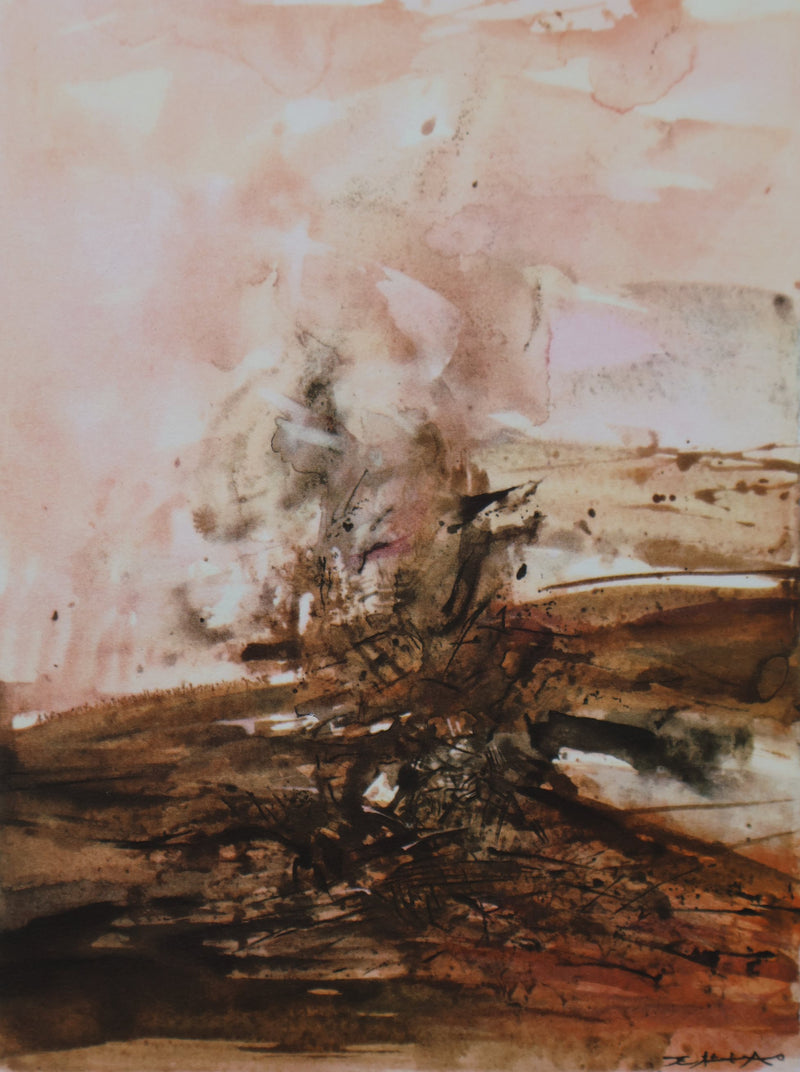 ZAO Wou-Ki : Le Brasier, Gravure signée