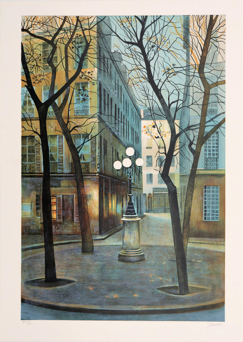 Diego RIVIERA : Square parisien, Lithographie originale signée