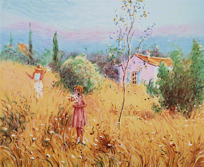 Claude FOSSOUX : La cueillette de fleurs, Lithographie signée
