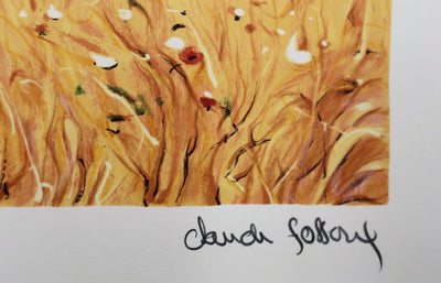 Claude FOSSOUX : La cueillette de fleurs, Lithographie signée