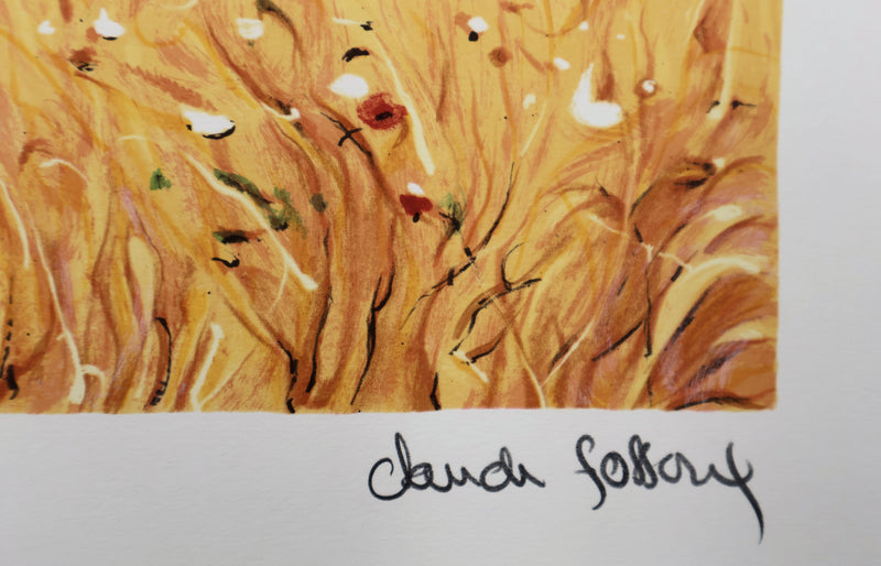 Claude FOSSOUX : La cueillette de fleurs, Lithographie signée
