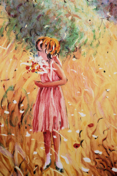 Claude FOSSOUX : La cueillette de fleurs, Lithographie signée