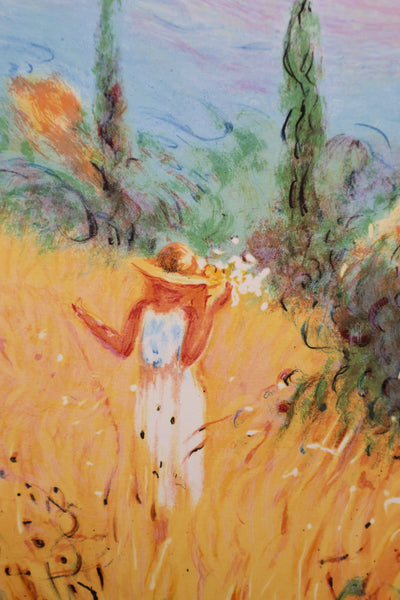 Claude FOSSOUX : La cueillette de fleurs, Lithographie signée