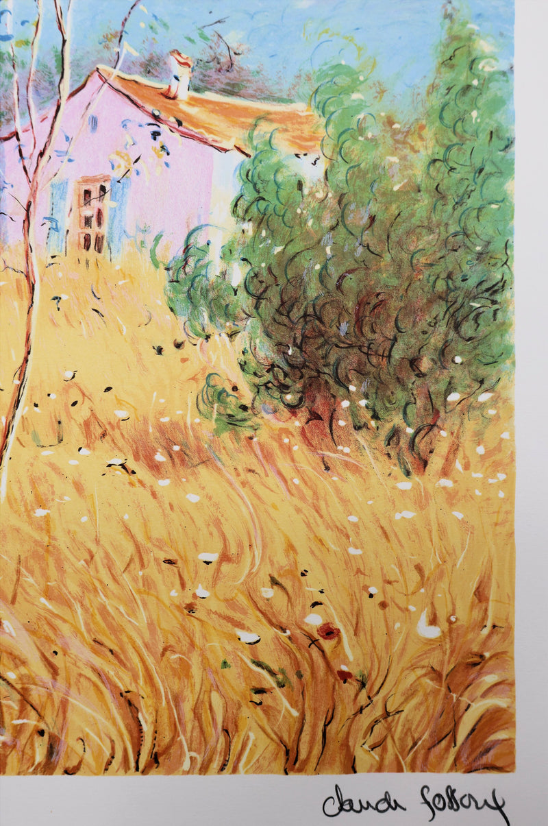 Claude FOSSOUX : La cueillette de fleurs, Lithographie signée