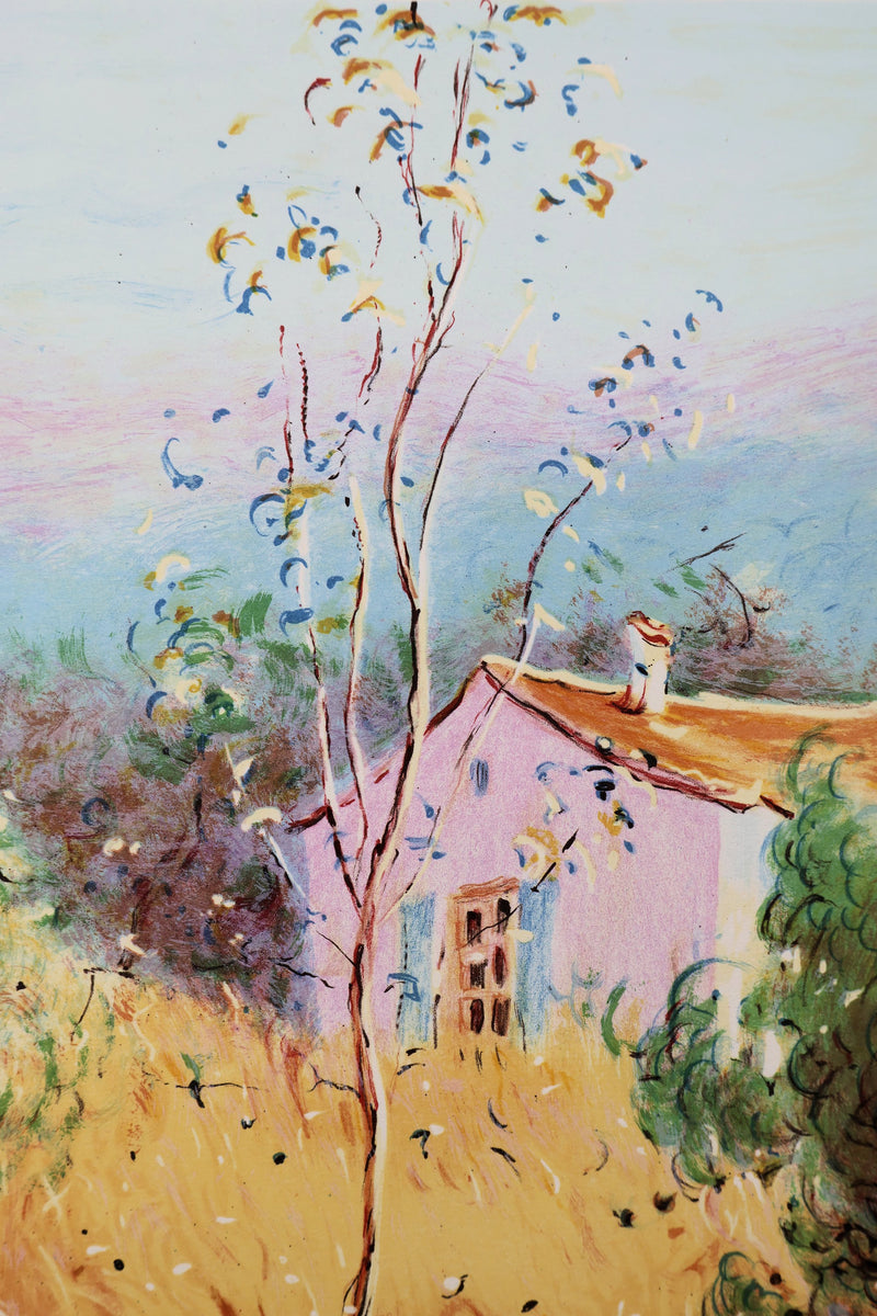 Claude FOSSOUX : La cueillette de fleurs, Lithographie signée
