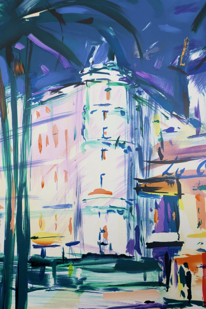Pierre BELLIER : Cannes, La Croisette, Lithographie originale signée