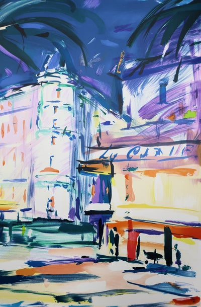 Pierre BELLIER : Cannes, La Croisette, Lithographie originale signée