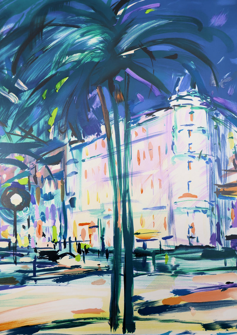 Pierre BELLIER : Cannes, La Croisette, Lithographie originale signée