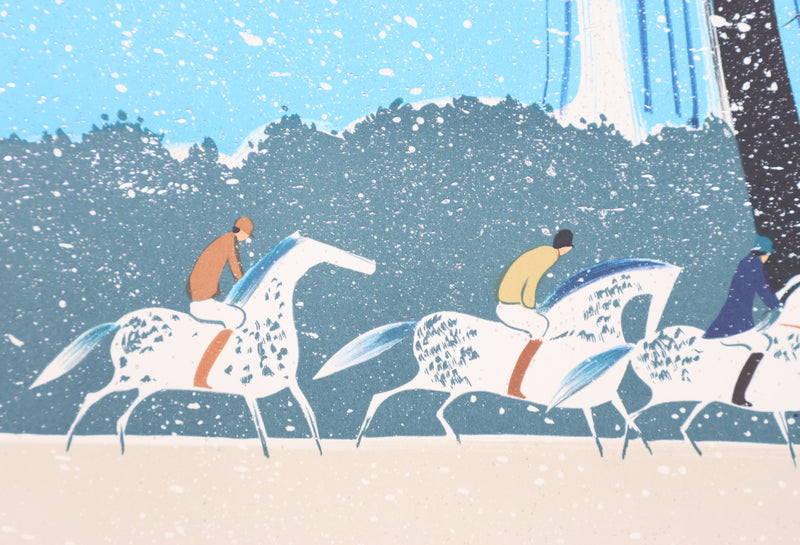 Serge LASSUS : Cavaliers en Hiver, Lithographie originale signée