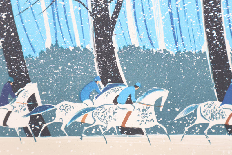 Serge LASSUS : Cavaliers en Hiver, Lithographie originale signée