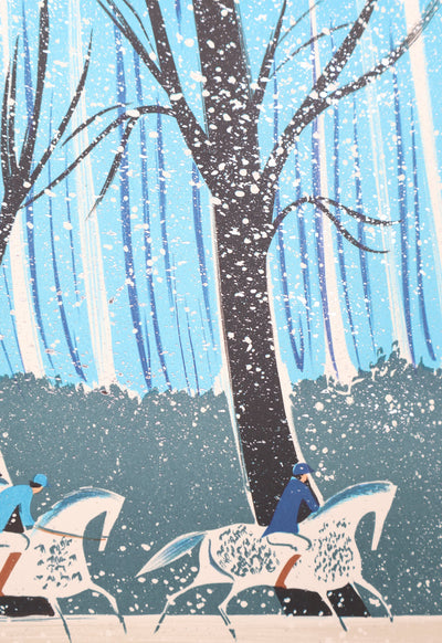 Serge LASSUS : Cavaliers en Hiver, Lithographie originale signée