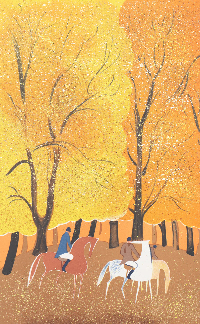 Serge LASSUS : Cavaliers en Automne, Lithographie originale signée