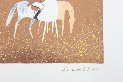 Serge LASSUS : Cavaliers en Automne, Lithographie originale signée