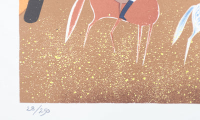 Serge LASSUS : Cavaliers en Automne, Lithographie originale signée