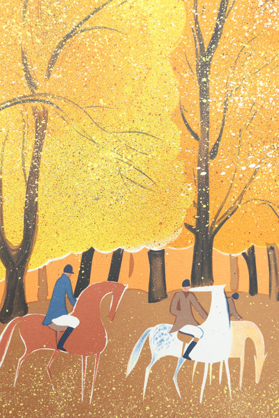 Serge LASSUS : Cavaliers en Automne, Lithographie originale signée