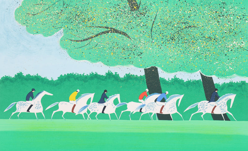 Serge LASSUS : Cavaliers en été, Lithographie originale signée