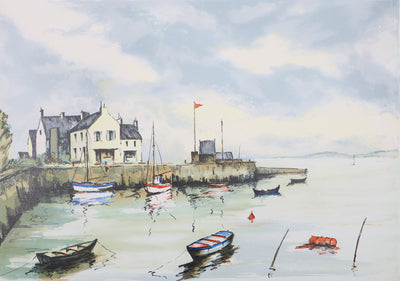 Jean-Pierre LAURENT : Langoustiers à marée basse, Lithographie originale signée
