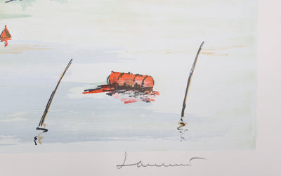 Jean-Pierre LAURENT : Langoustiers à marée basse, Lithographie originale signée