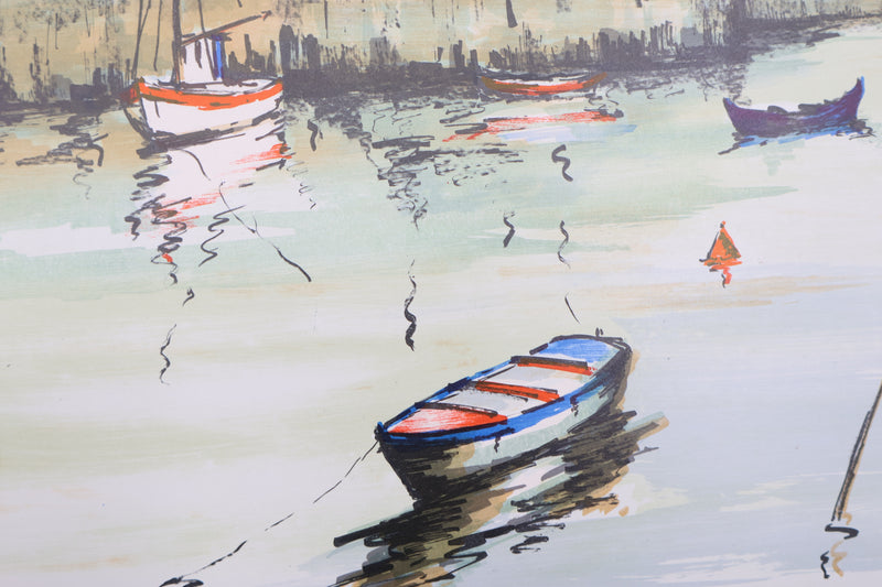 Jean-Pierre LAURENT : Langoustiers à marée basse, Lithographie originale signée