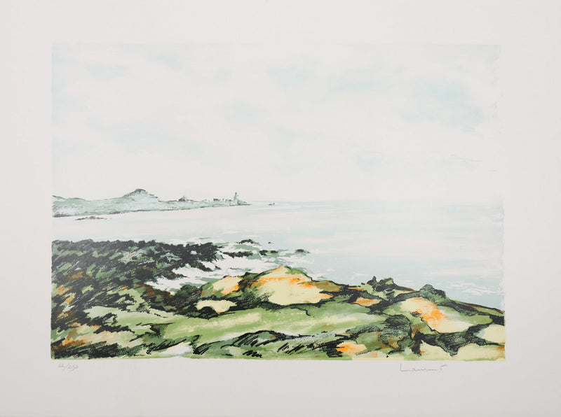 Jean-Pierre LAURENT : marée basse à Douarnenez, Lithographie originale signée