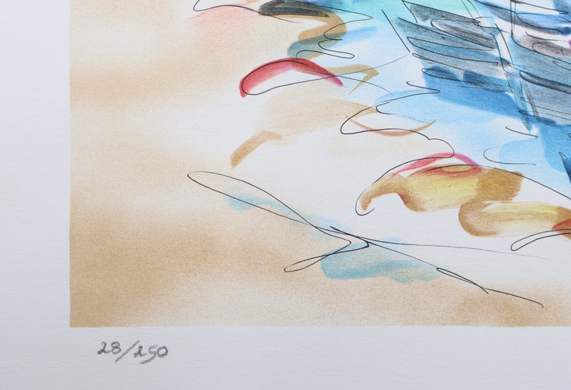 Olivier ZLADKU : Port de St Tropez, Lithographie originale signée