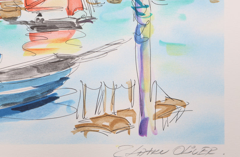 Olivier ZLADKU : Port de St Tropez, Lithographie originale signée