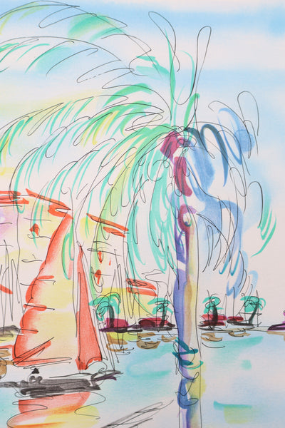Olivier ZLADKU : Port de St Tropez, Lithographie originale signée