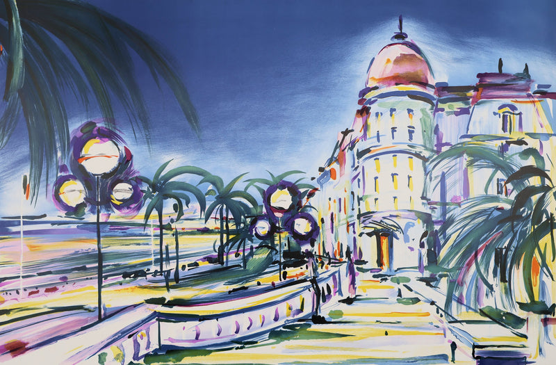 Pierre BELLIER : Nice, Le Negresco, Lithographie originale signée