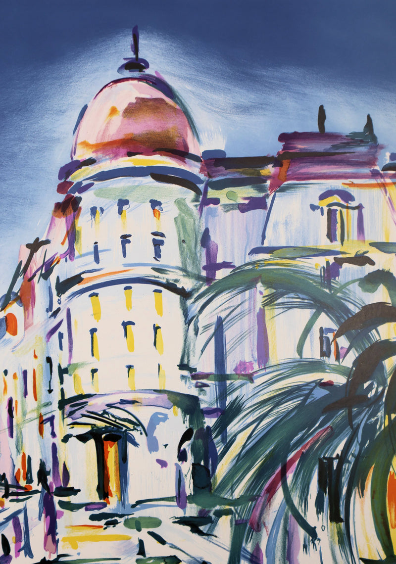 Pierre BELLIER : Nice, Le Negresco, Lithographie originale signée