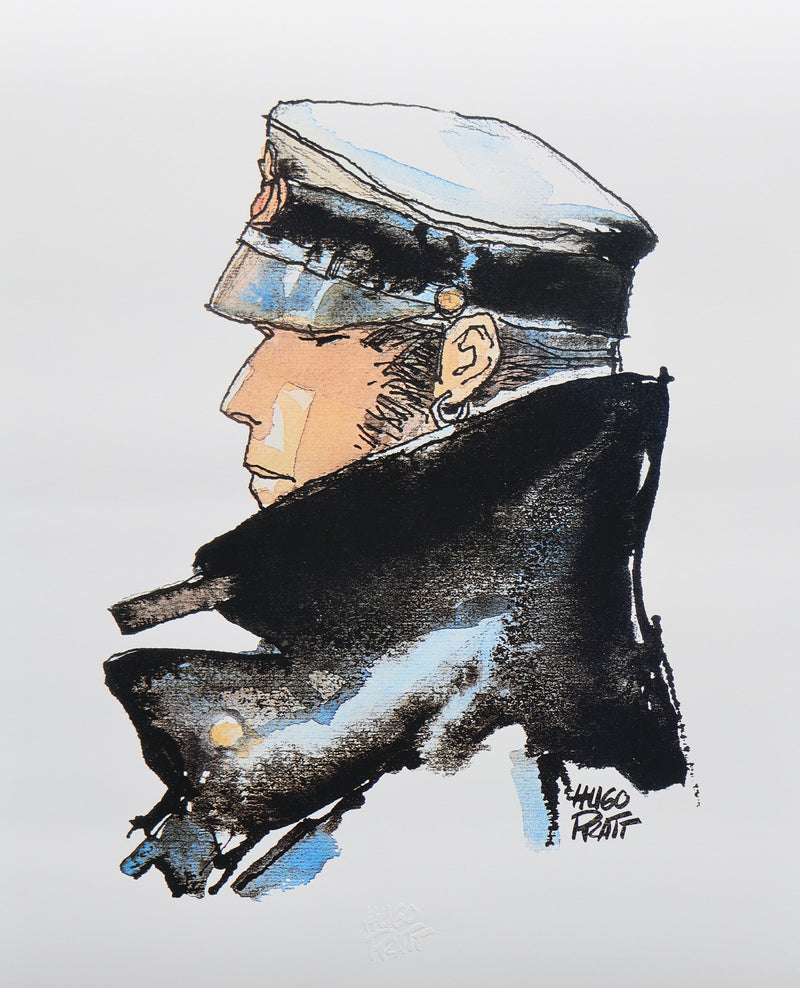 Hugo PRATT : Corto Maltese de profil, Estampe Originale signée