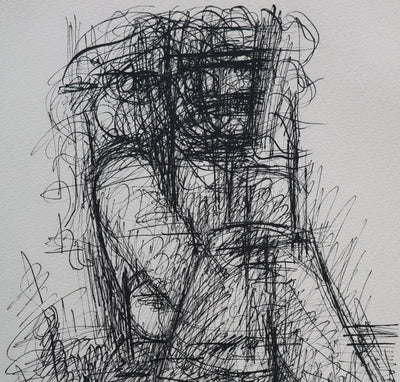 Marcel GROMAIRE : Belle femme nue jambes relevées, Gravure, 1952