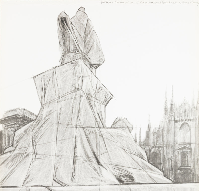 Javacheff CHRISTO : Milano Piazza del Duomo,, Affiche originale (photo de détail 2) - Crédit photo : Galerie Art.Paris