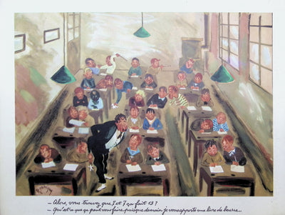 Robert CARRIZEY : Le maître d'école, Lithographie originale (vue générale) - Crédit photo : Galerie Art.Paris